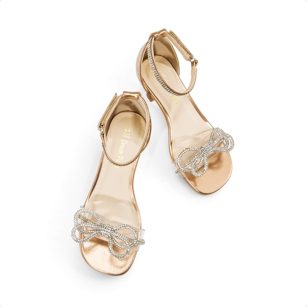 Girls Low Heel Ankle Strap Sandals - CHAMPAGNE-RHINESTONE - 2